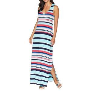 Tommy Bahama Arden Stripe Sleeveless V-Neck Maxi Dress Women's Small Coastal